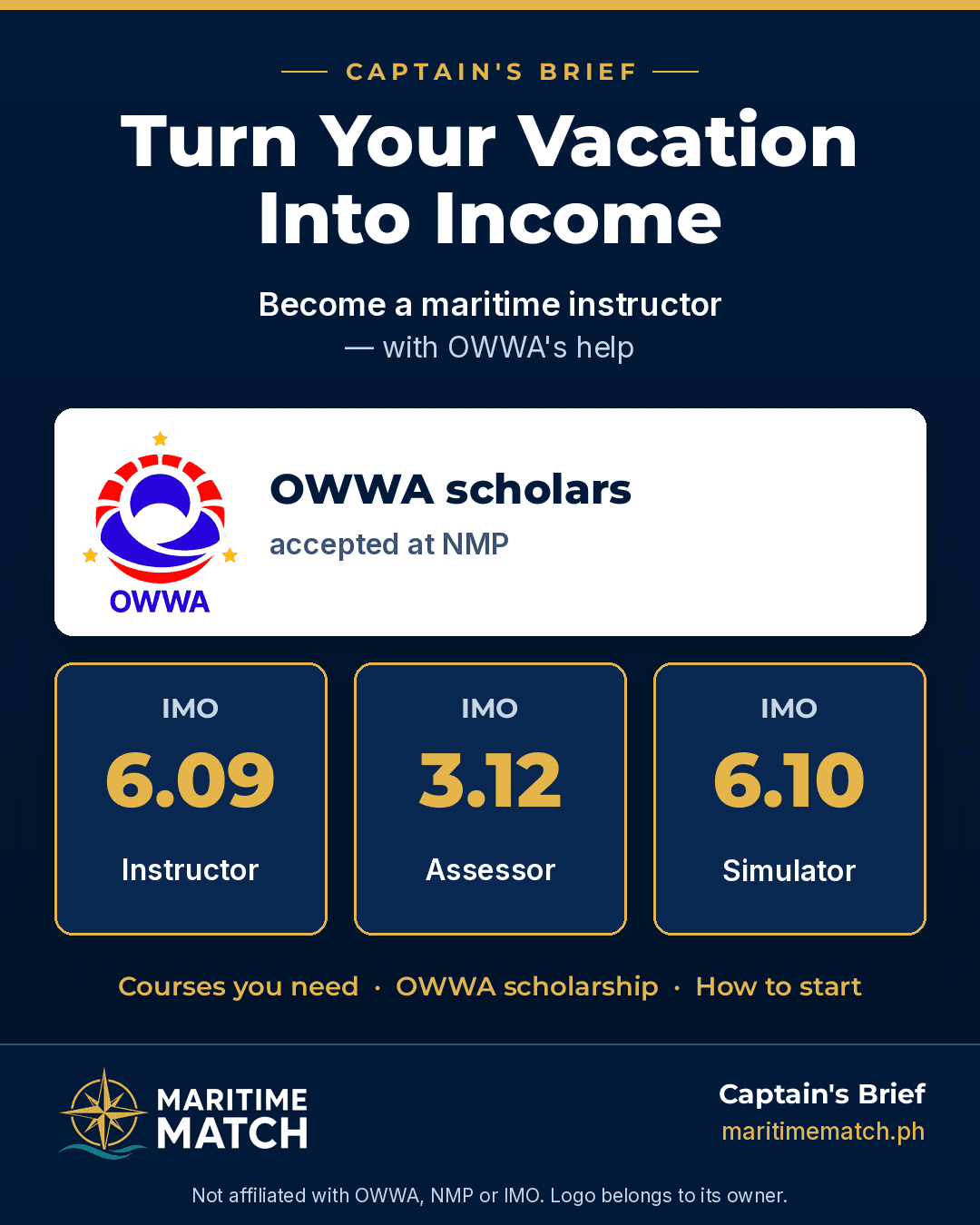 Captain's Brief: Turn your vacation into income — become a maritime instructor with OWWA scholarship support