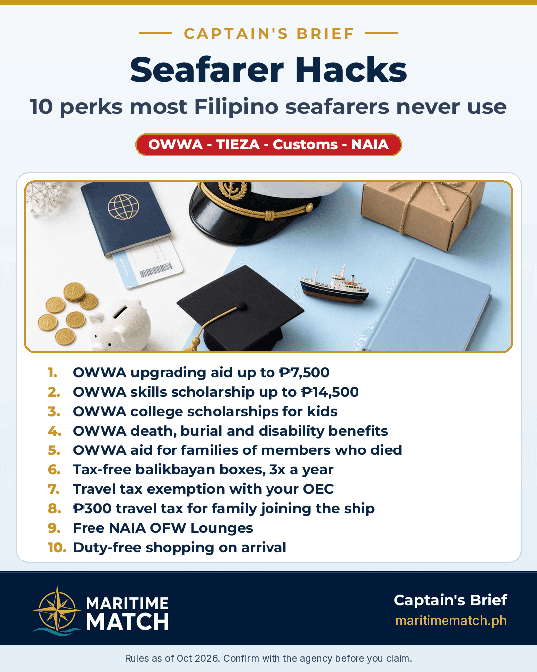 Captain's Brief: Seafarer Hacks — 10 perks most Filipino seafarers never use.